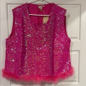 Pink Sequin Sleeveless Top